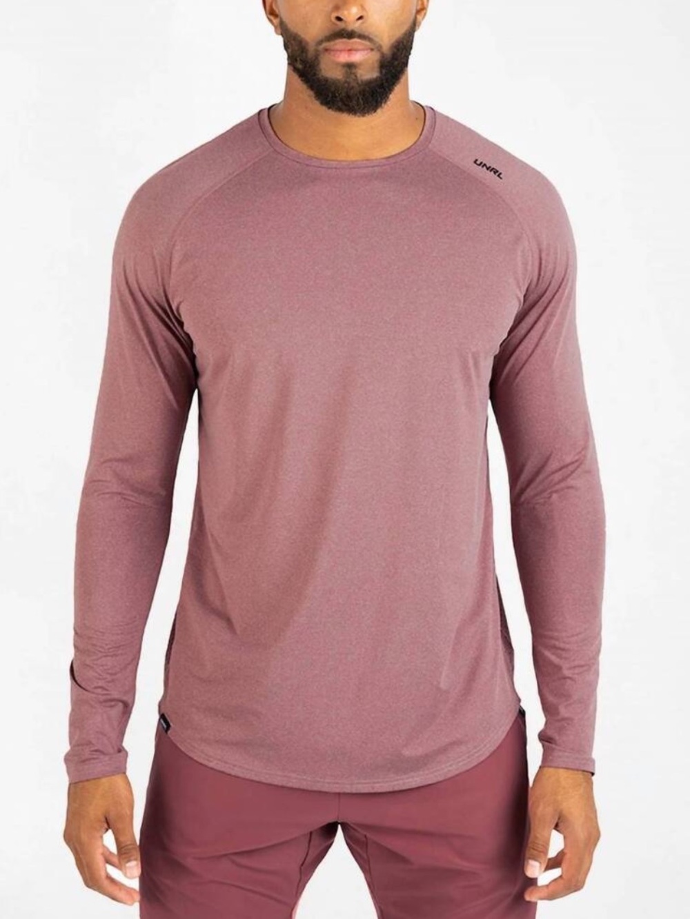 UNRL Stride Long Sleeve Training Burgundy Performance Athletic Top Medium